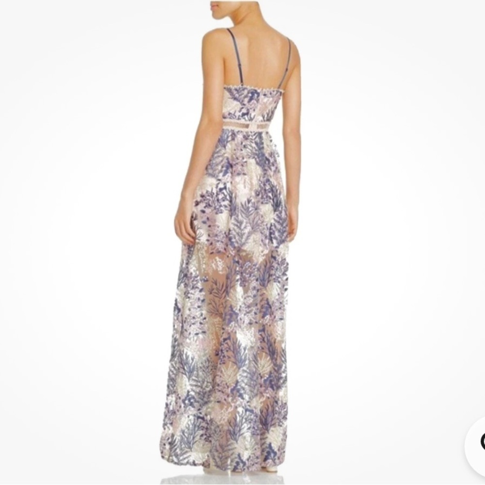 Aqua Blue and Cream Floral Maxi Dress - Picture 2 of 10